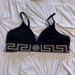 Versace Black Greek Key Bra